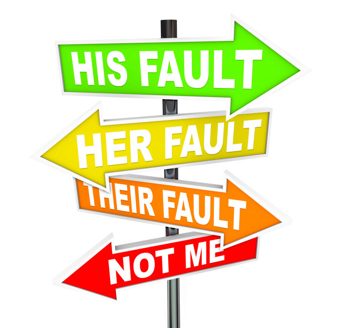 accountability blame game, fault sign